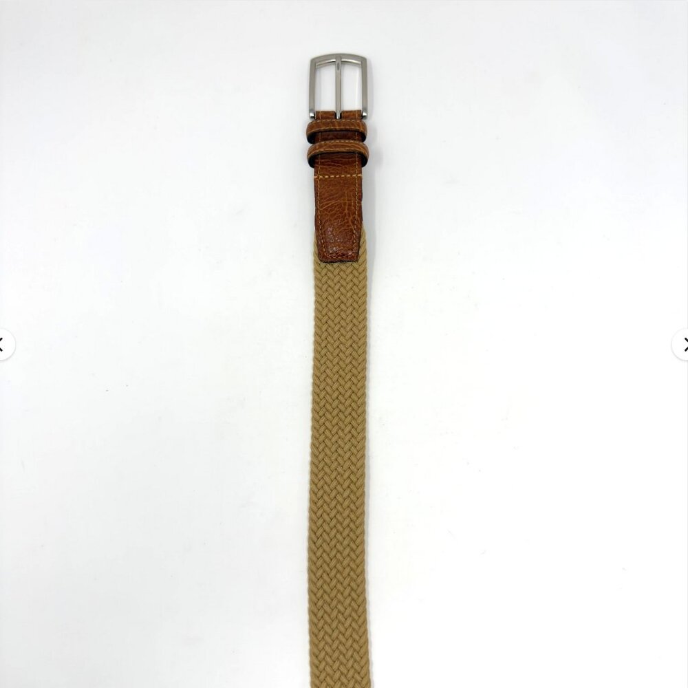 Torino Leather Co Woven Elastic Belt Khaki Brown 54 - Picture 4 of 8